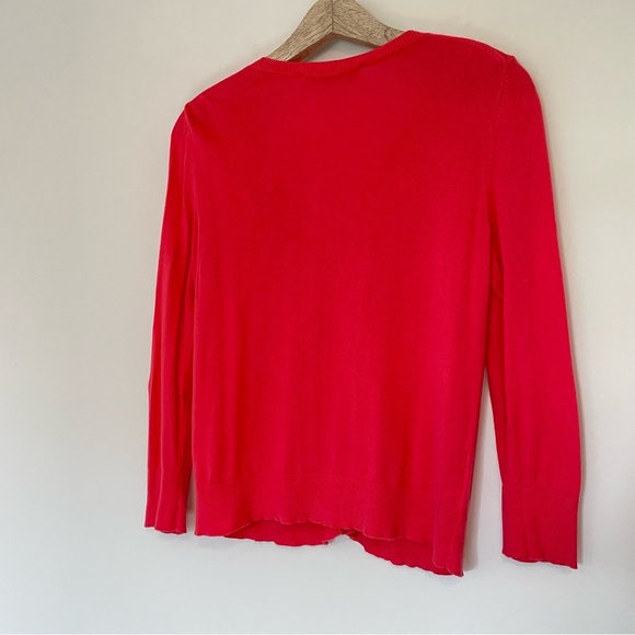 LOFT Coral Orange Button Front Cardigan - Picture 4 of 4